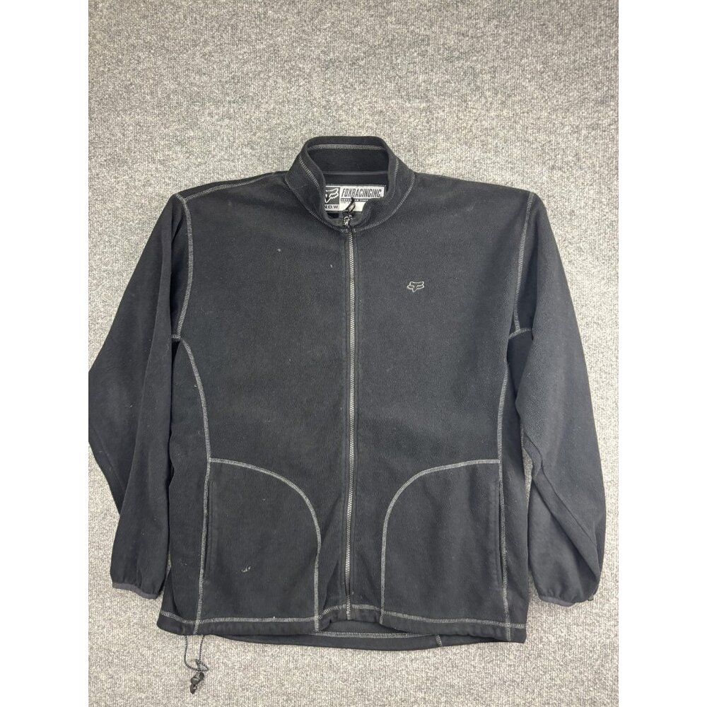 Fox Racing Snow Jacket Mens 2XL Black Fleece Full Zip Contrast Stitch Moto Logo